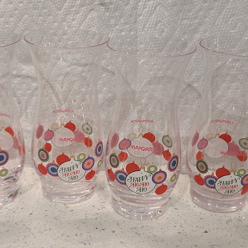 Mandarin Set Of 4 Matching Christmas Glasses, NEW Never Used